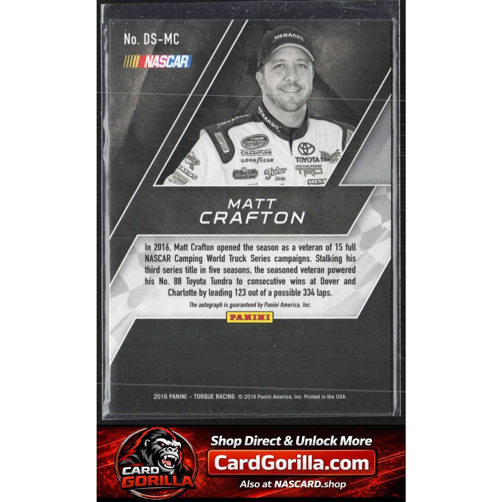2016 Panini Torque #DS-MC Matt Crafton Driver Scripts Blue #/99