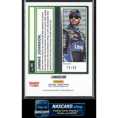 2025 Donruss #44 Jimmie Johnson Optic Carolina Blue Wave #/99