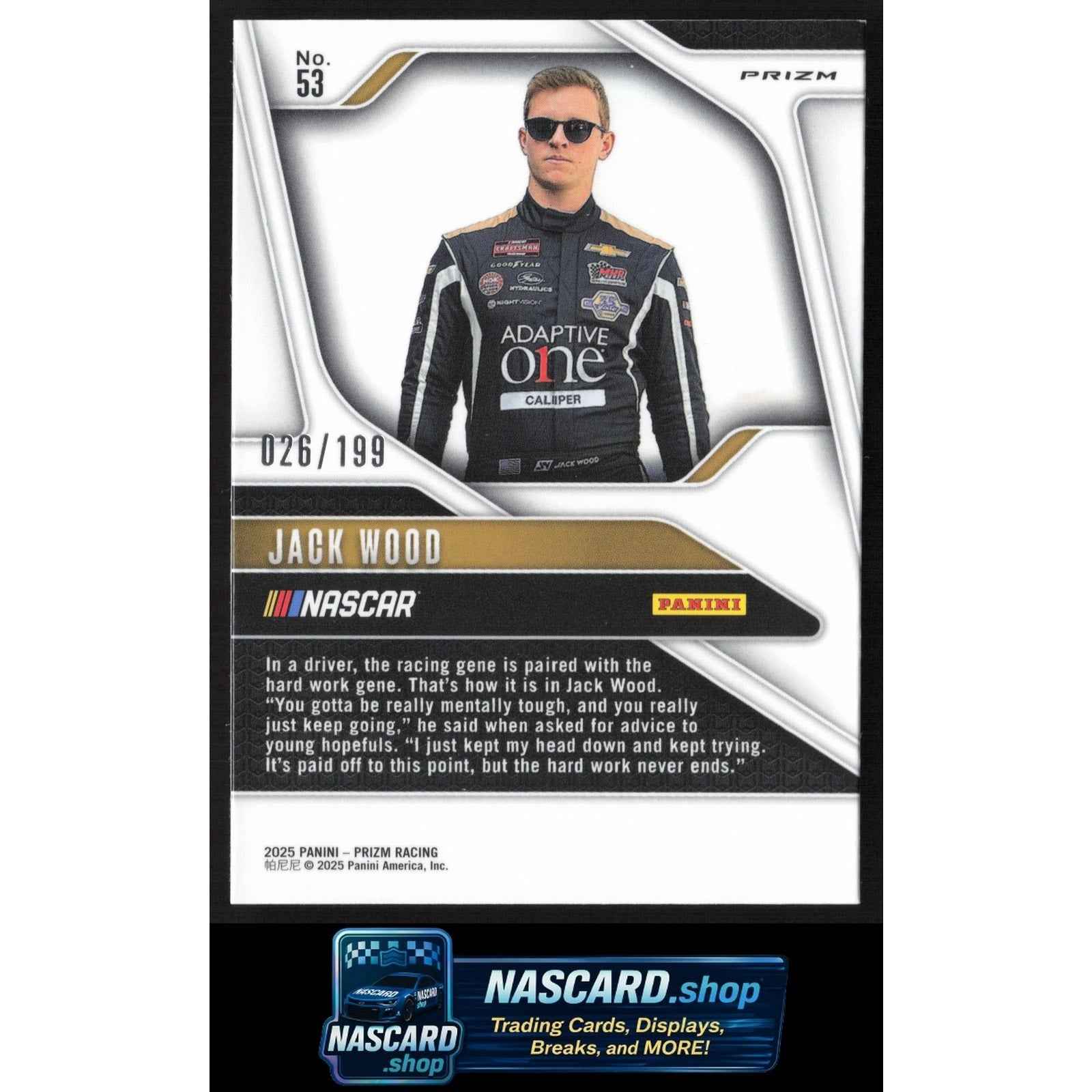 2025 Panini Prizm #53 Jack Wood Blue #/199