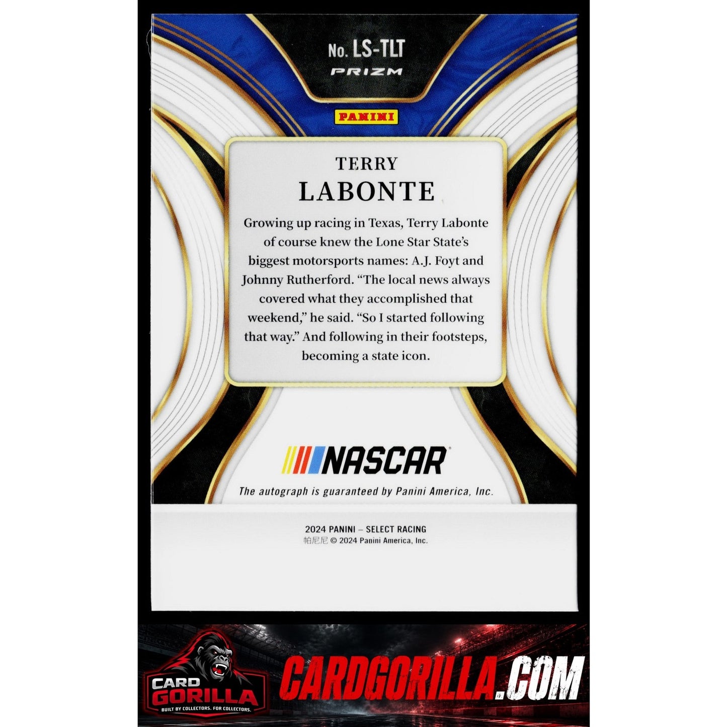 2024 Panini Select #LS-TLT Terry Labonte Legendary Signatures