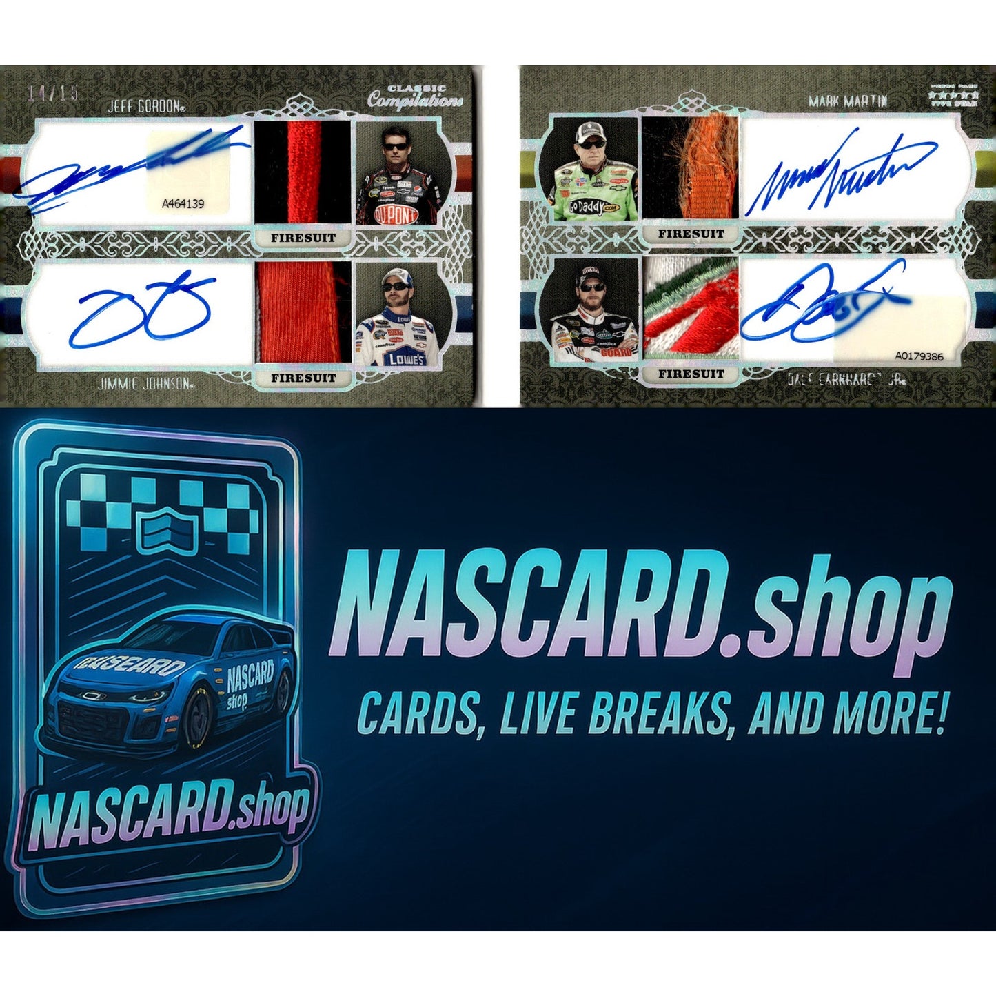 2010 Press Pass 5 Star Quad Auto Patch Gordon Johnson Martin Earnhardt Jr - NASCARD.shop
