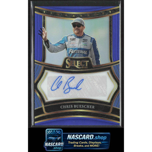 2025 Panini Select #S-CBR Chris Buescher Signatures Blue Prizms #/99