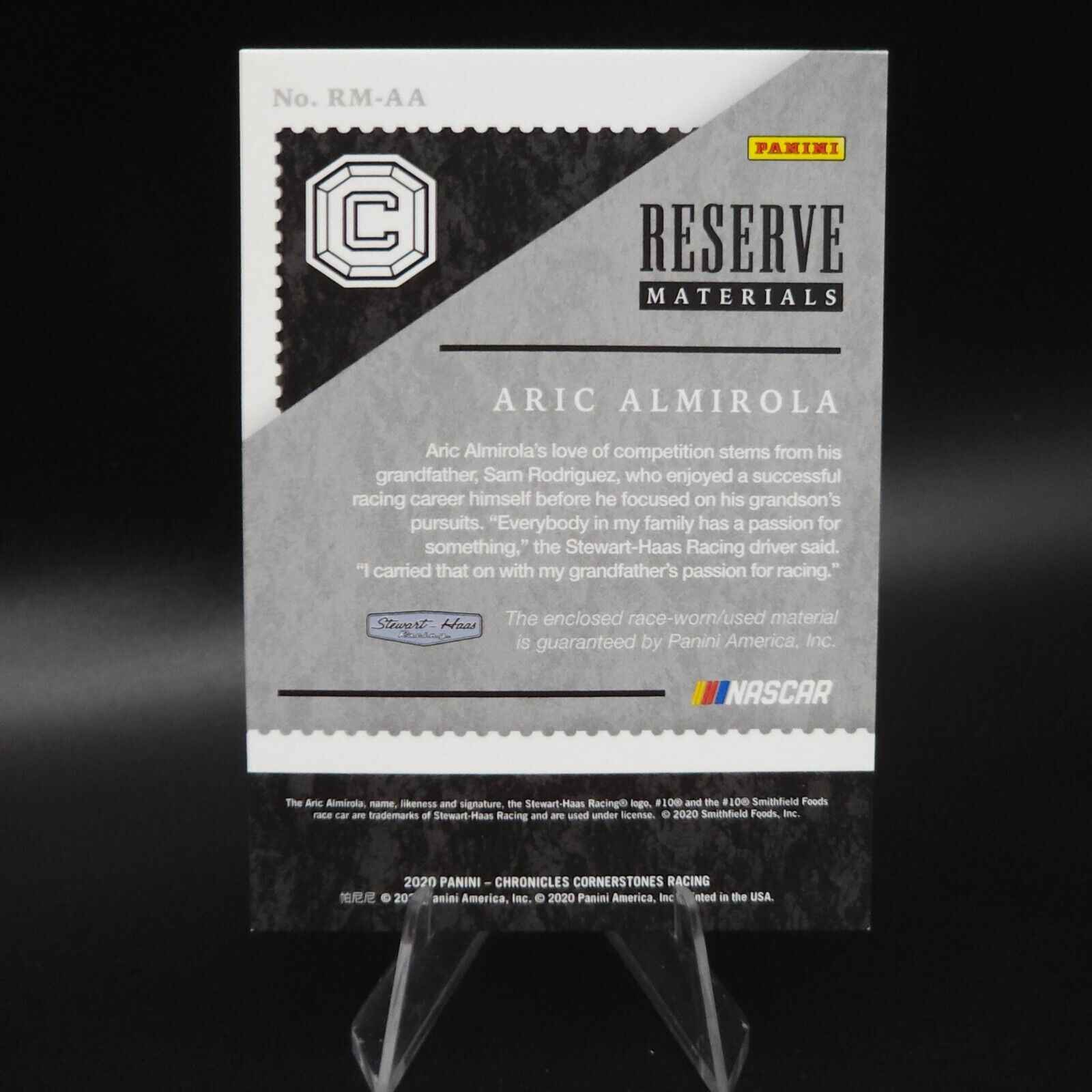 2020 Panini Chronicles - Reserve Materials Aric Almirola #RM-AA /49 - NASCARD.shop