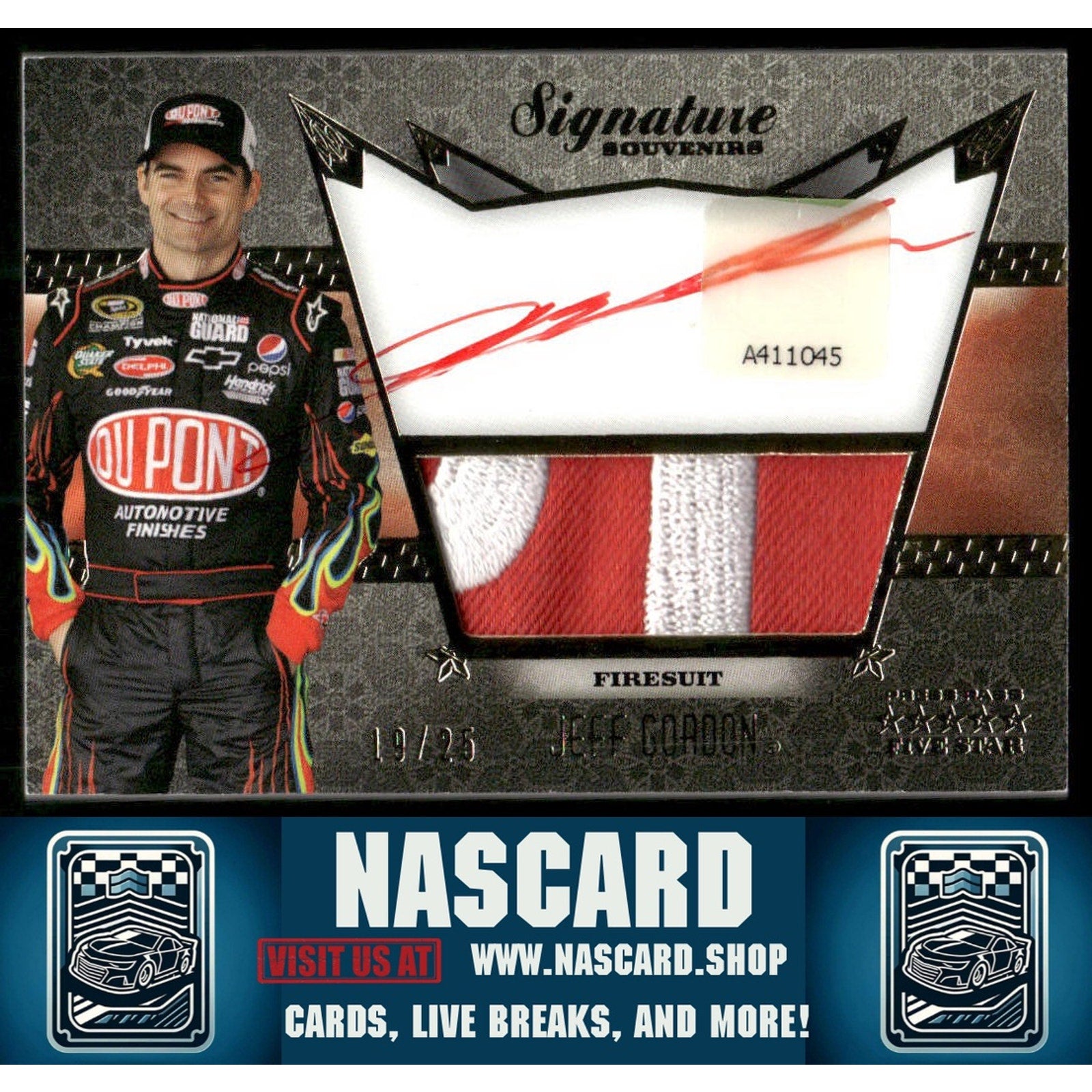 2010 Press Pass Five Star #SS-JG Jeff Gordon Signature Souvenirs Gold - Card Gorilla