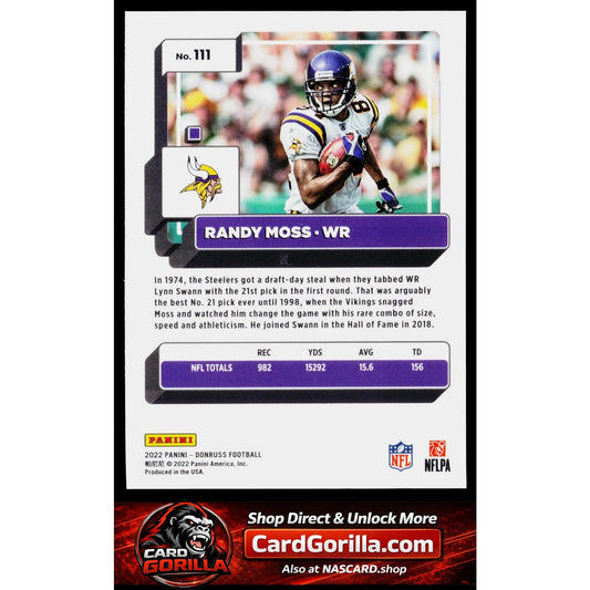 2022 Donruss #111 Randy Moss Yellow Press Proof