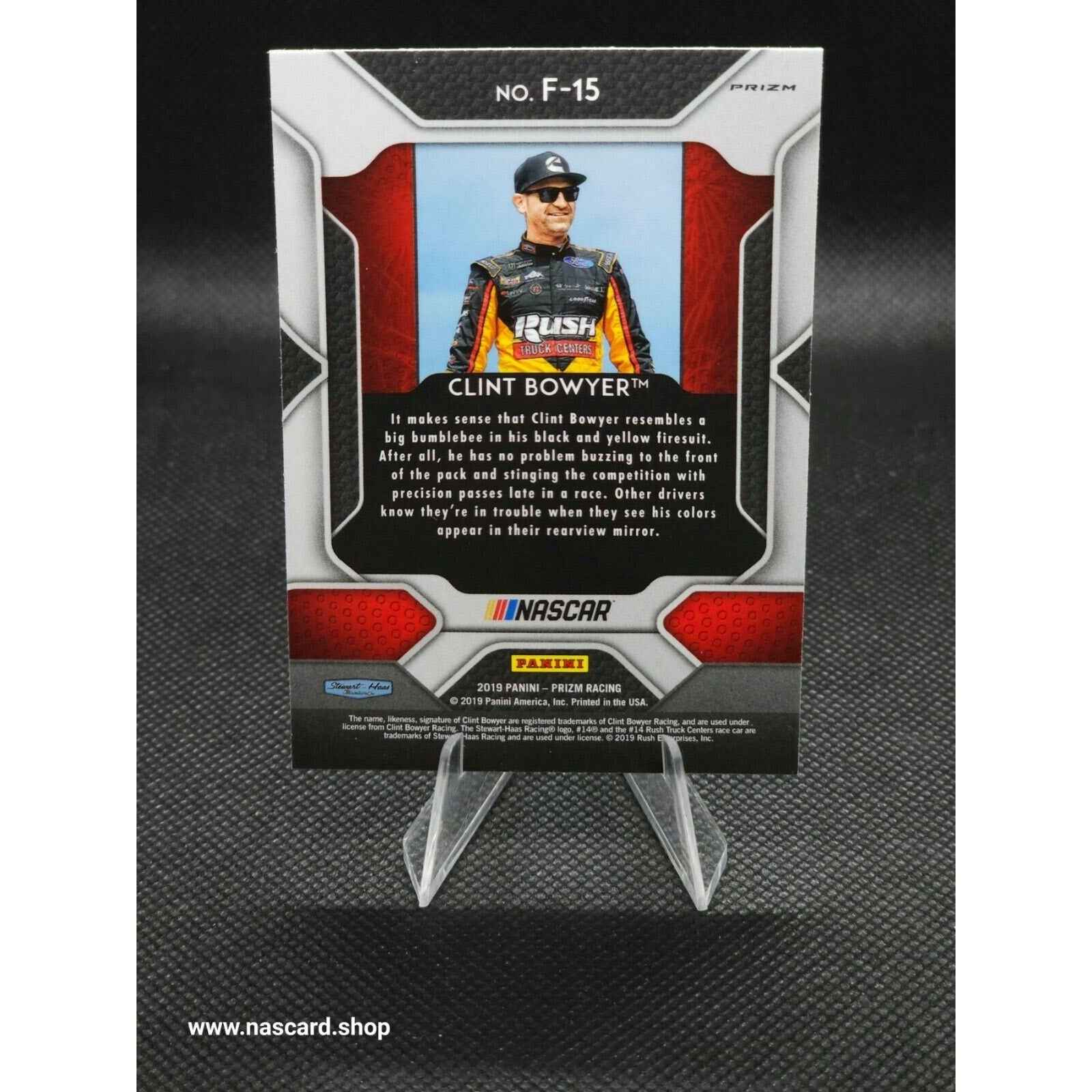 2019 Panini Prizm Fireworks White Sparkle Prizm #F-15 Clint Bowyer - NASCARD.shop