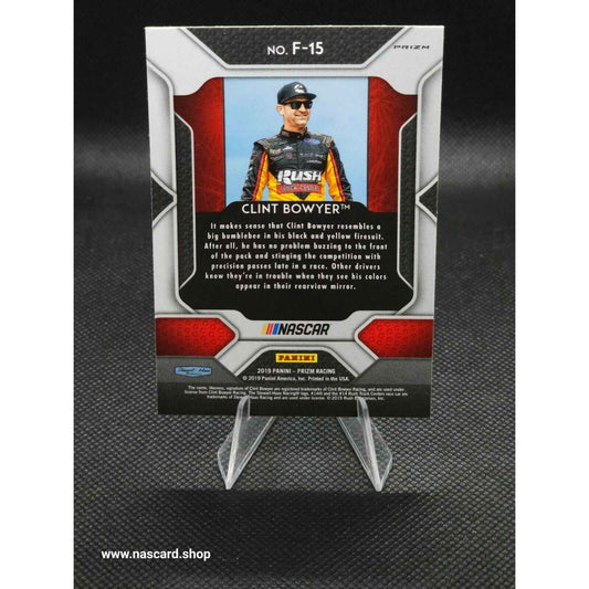 2019 Panini Prizm Fireworks White Sparkle Prizm #F-15 Clint Bowyer - NASCARD.shop