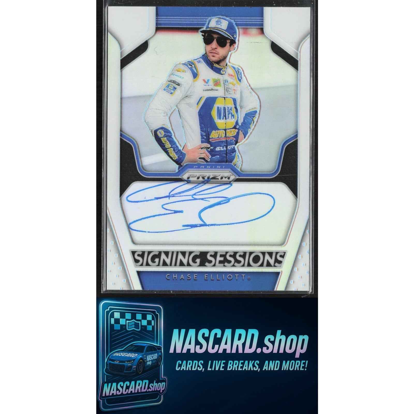 2019 Panini Prizm #SS-CE Chase Elliott Signing Sessions White Prizm #1/5