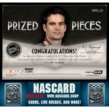 2010 Press Pass Showcase - Prized Pieces Memorabilia Holo Gold Jeff Gordon /45 - NASCARD.shop