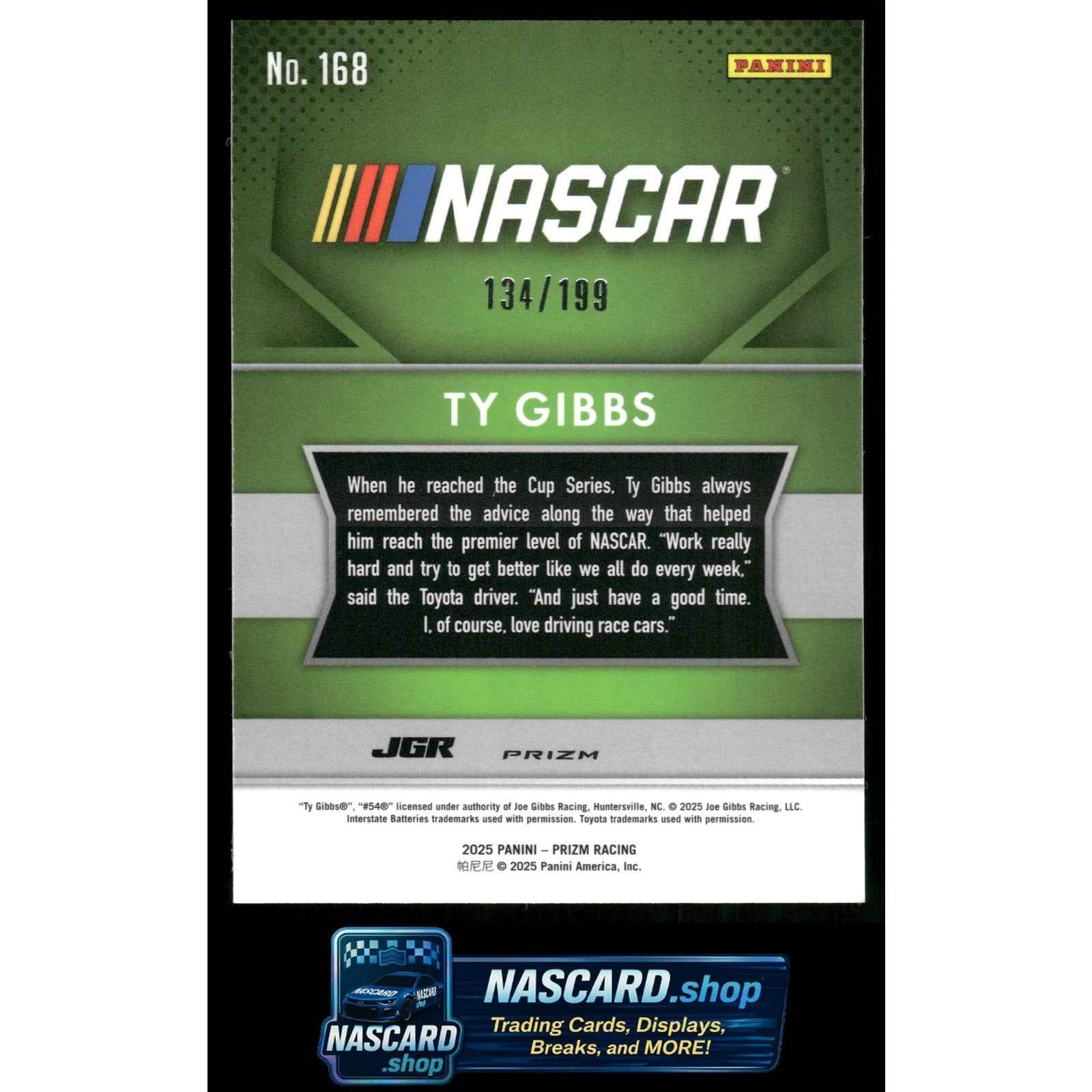 2025 Panini Prizm #168 Ty Gibbs Blue #/199