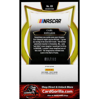 2025 Panini Select #69 Carl Edwards Black and White Prizms #/149