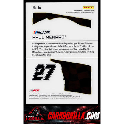 2017 Panini Torque #14 Paul Menard Clear Vision