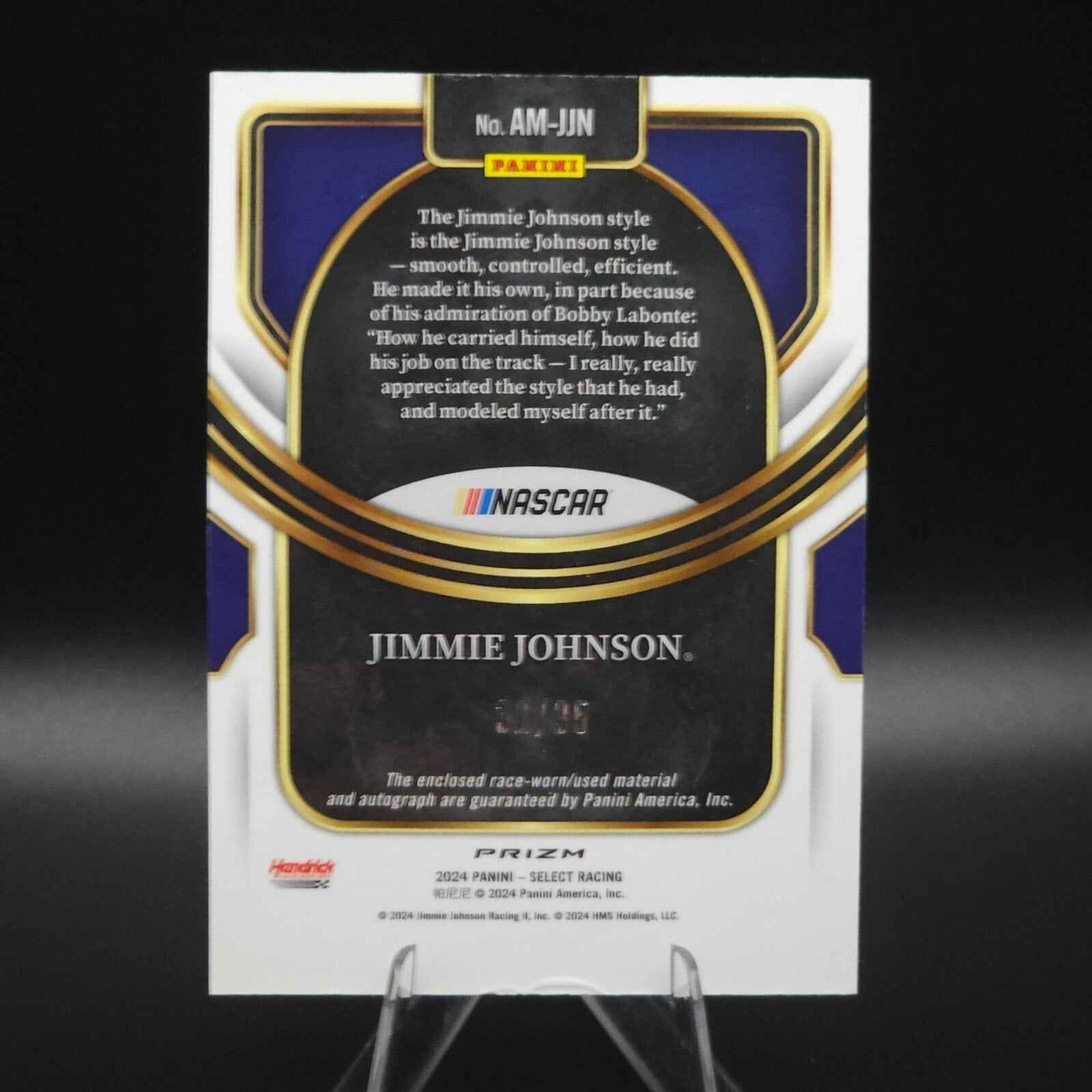 2024 Panini Select Autographed Memorabilia Silver Prizm Jimmie Johnson /35 - NASCARD.shop