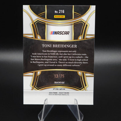 2024 Panini Select - Trackside Red and Blue Prizm #216 Toni Breidinger /25 - NASCARD.shop
