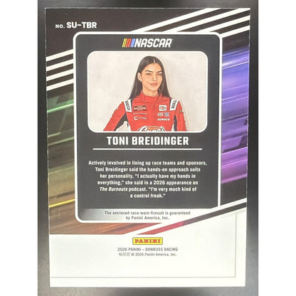2025 Panini National Treasures Toni Breidinger #4 Race Used Firesuit /99 MEM