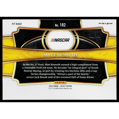 2024 Panini Select #182 Matt Kenseth Orange Prizms #/49