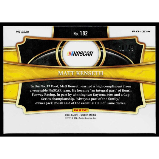 2024 Panini Select #182 Matt Kenseth Orange Prizms #/49