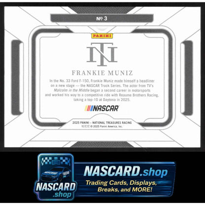 2025 Panini National Treasures #3 Frankie Muniz Rides Holo Silver #/25