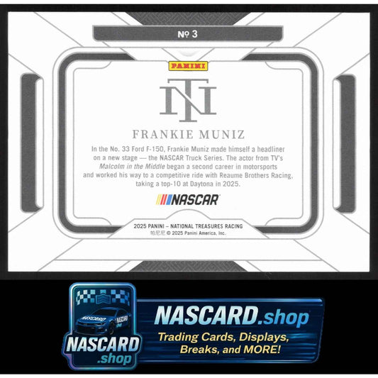 2025 Panini National Treasures #3 Frankie Muniz Rides Holo Silver #/25