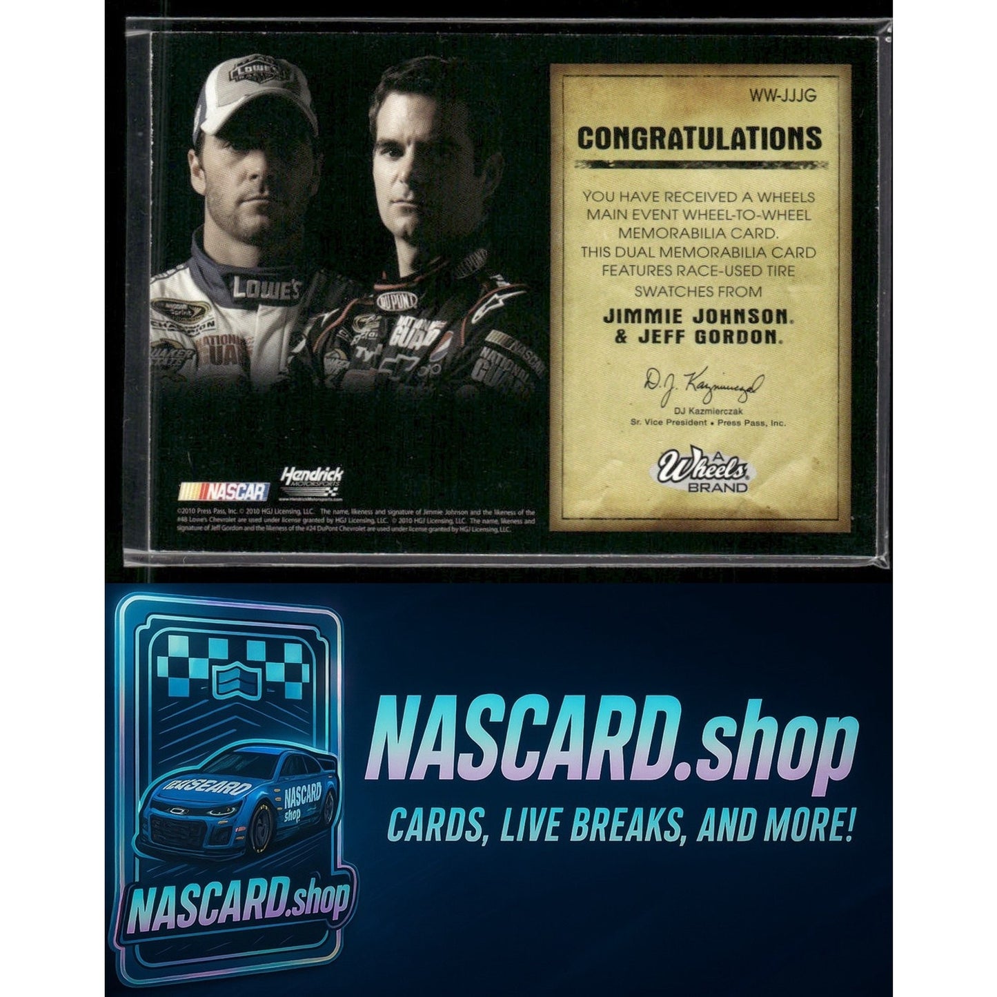 2010 Wheels Main Event Jimmie Johnson Jeff Gordon Wheel to Wheel /50 - NASCARD.shop