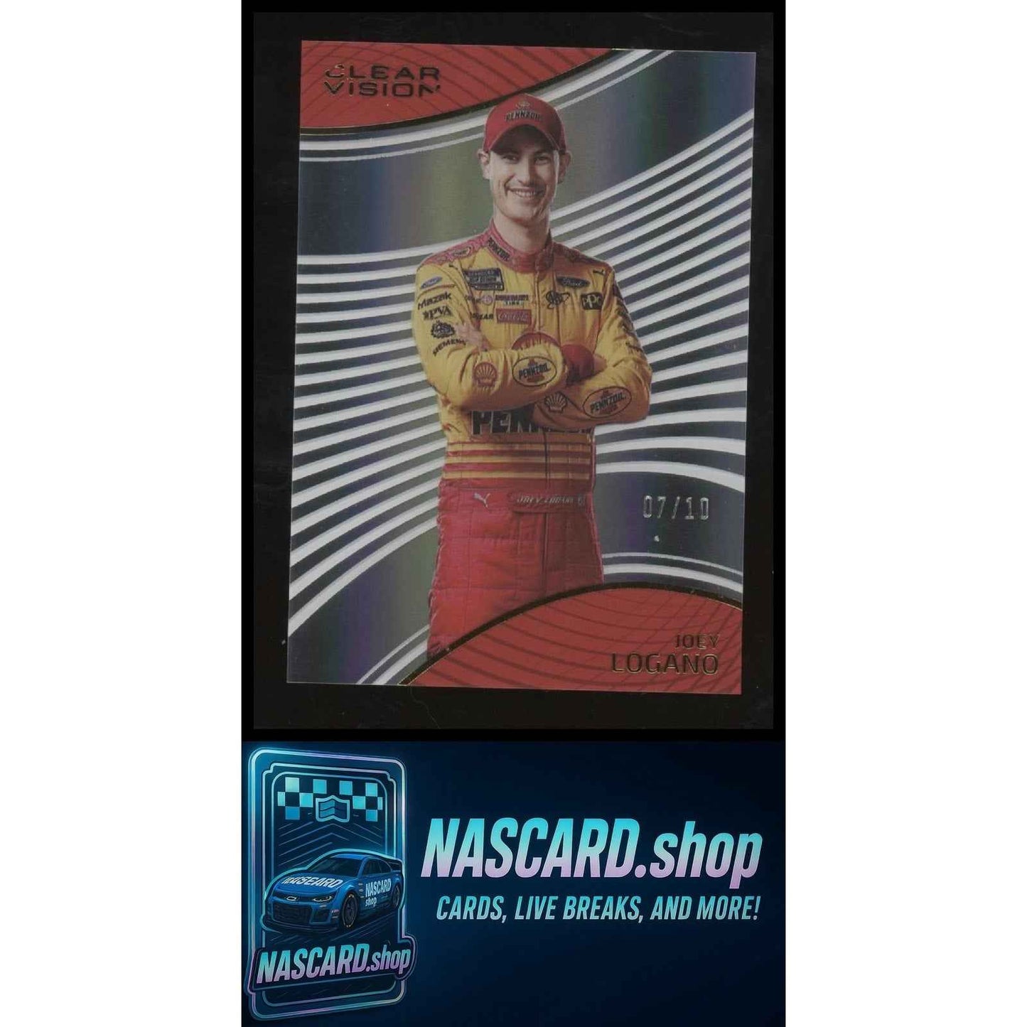 2023 Panini Chronicles #24 Joey Logano Clear Vision Gold #/10