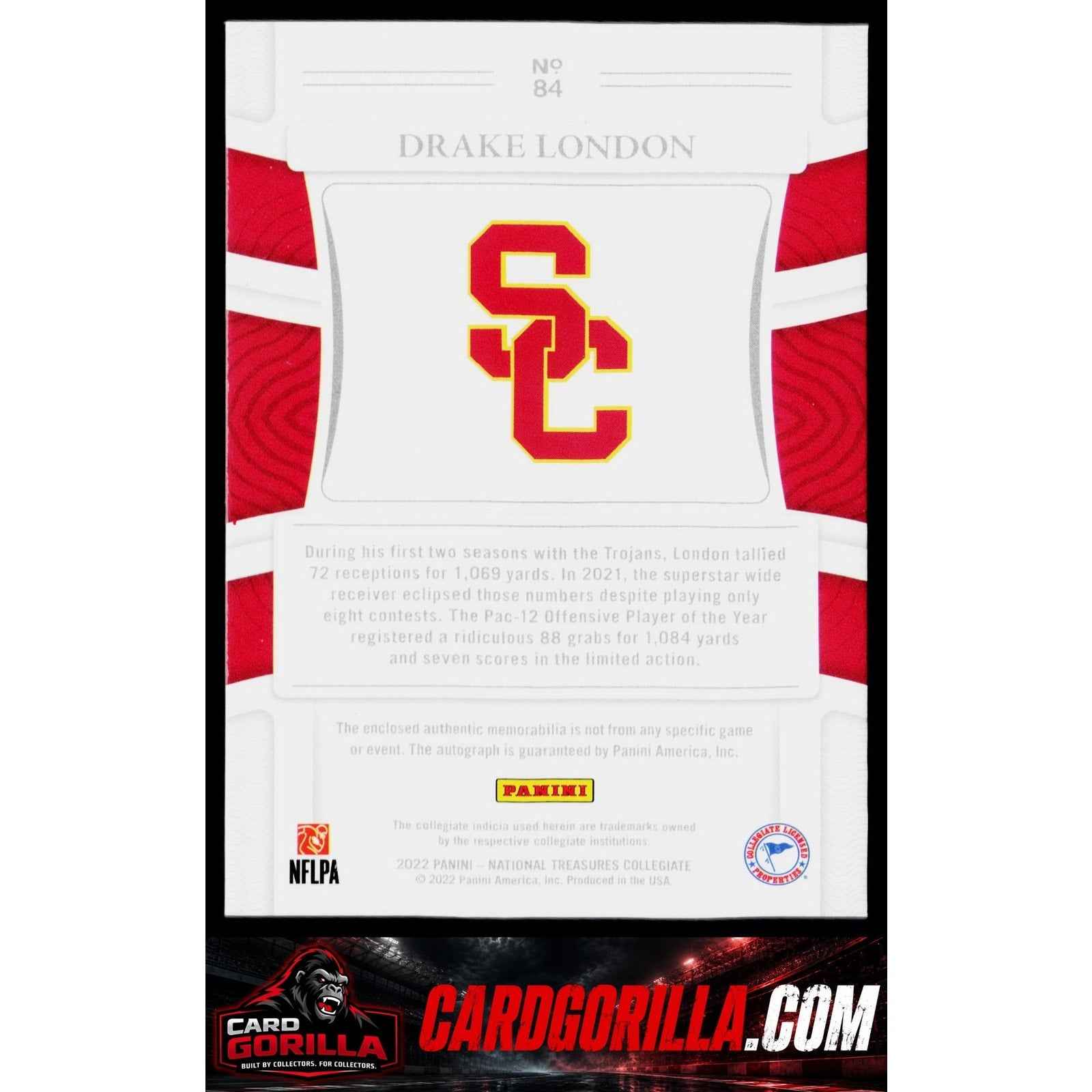 2022 Panini National Treasures Collegiate #84 Drake London Purple #/25 RC