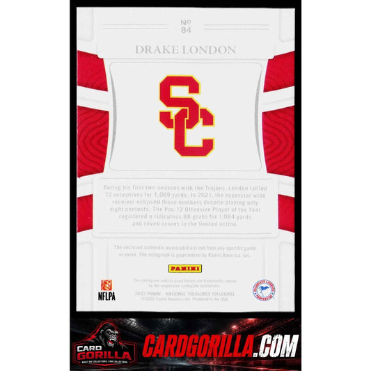 2022 Panini National Treasures Collegiate #84 Drake London Purple #/25 RC