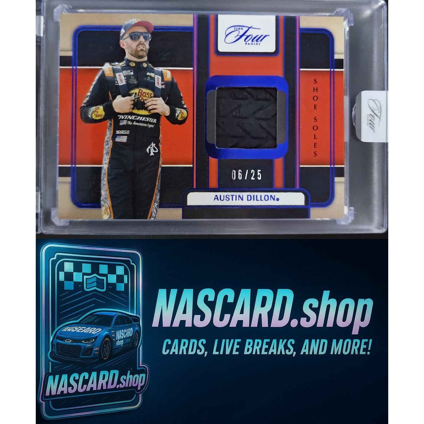 2025 Panini Turn Four #SS-AND Austin Dillon Shoe Soles Blue #/25