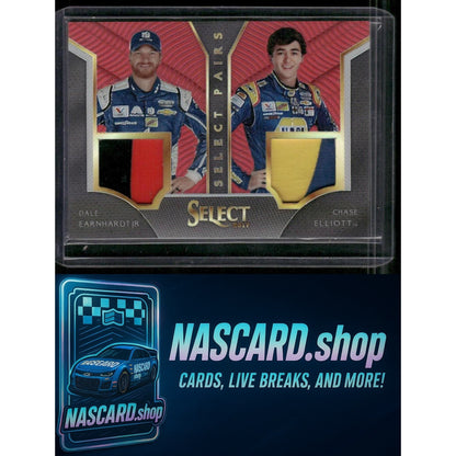 2017 Panini Select Dale Earnhardt Jr Chase Elliott Select Pairs Red Prizms #/25 - Card Gorilla