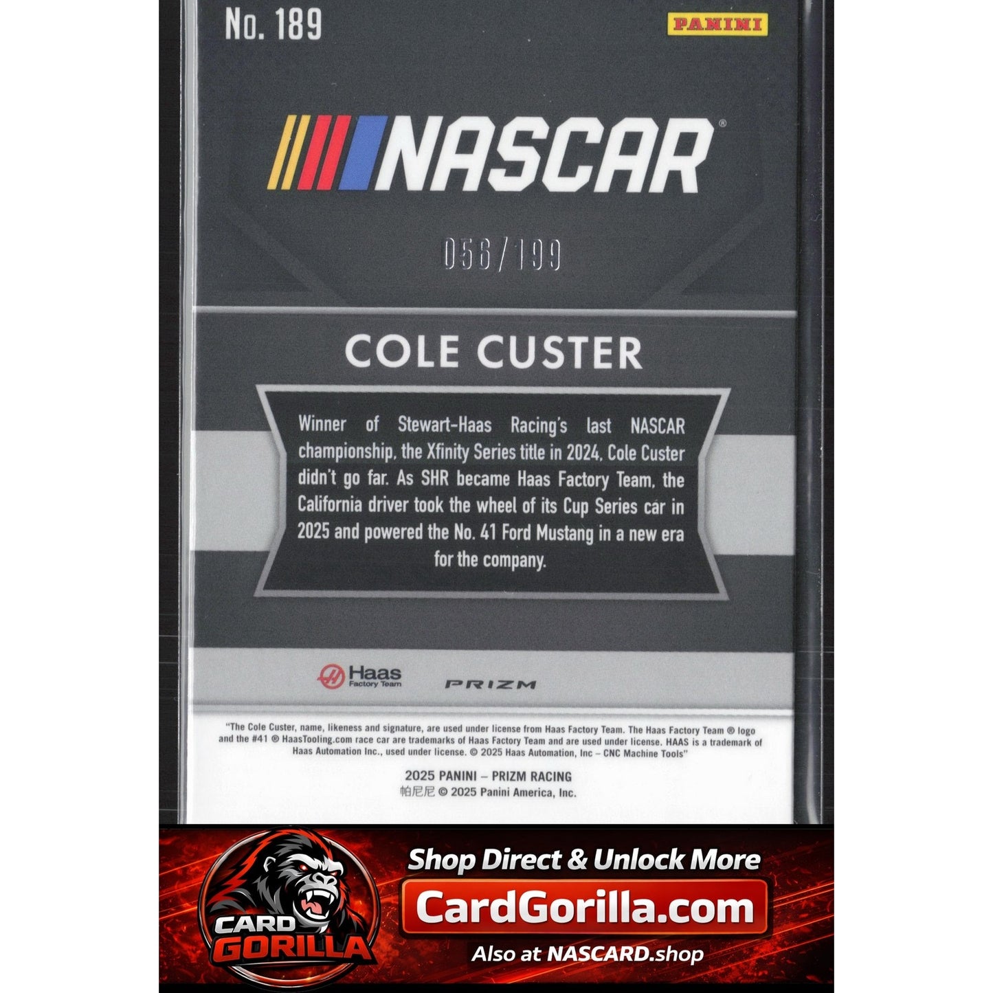 2025 Panini Prizm #189 Cole Custer Blue #/199