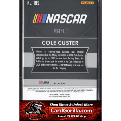 2025 Panini Prizm #189 Cole Custer Blue #/199