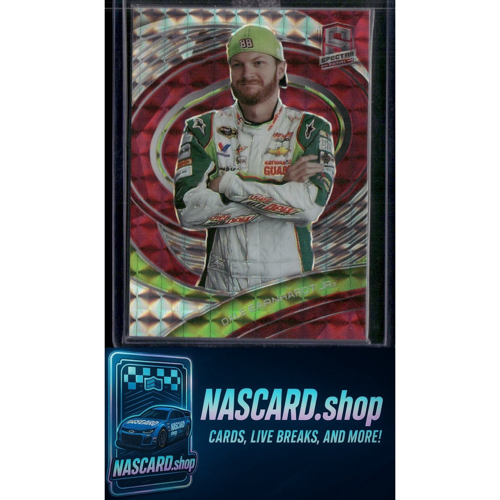 2022 Panini Chronicles #50 Dale Earnhardt Jr. Spectra Interstellar Red #/49 - Card Gorilla