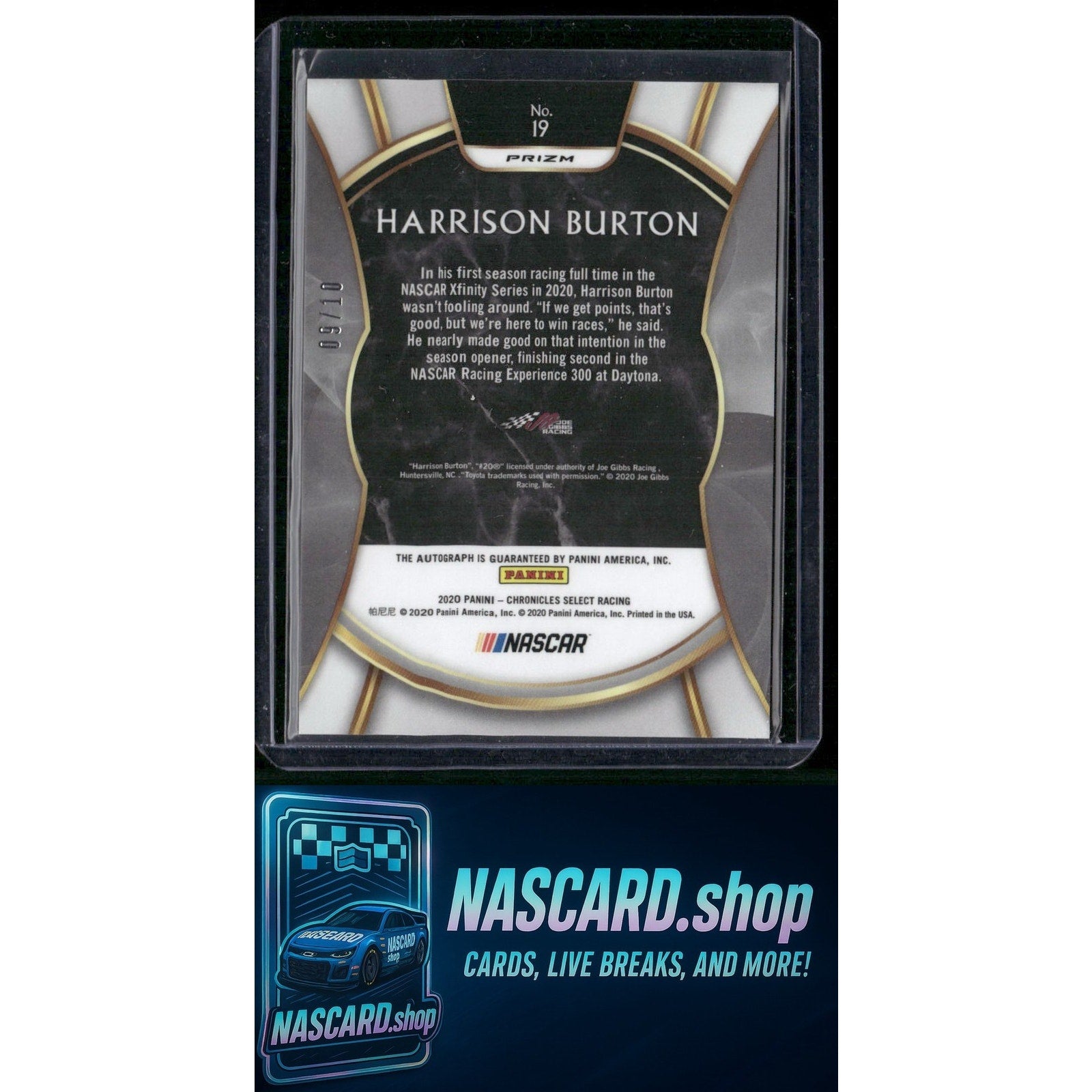 2020 Panini Chronicles #19 Harrison Burton Select Autographs Gold #/10 (RC) - NASCARD.shop