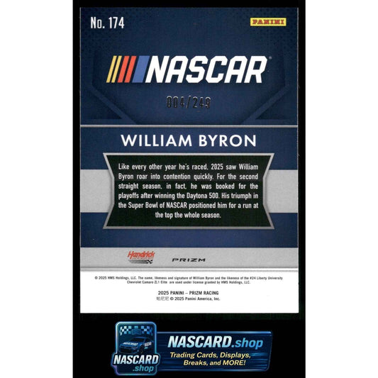 2025 Panini Prizm #174 William Byron Red #/249