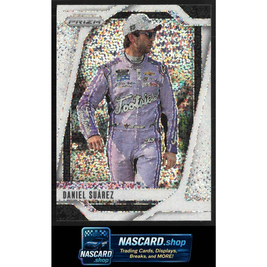 2025 Panini Prizm #36 Daniel Suarez White Sparkle