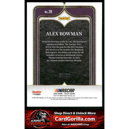 2025 Panini Select #28 Alex Bowman Select Numbers Red Prizms #/99