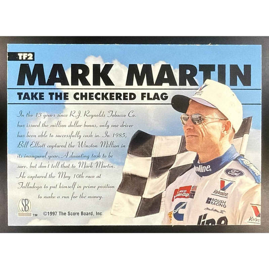 1997 Score Board Auto Mark Martin #TF2 Take the Checkered Flag /325