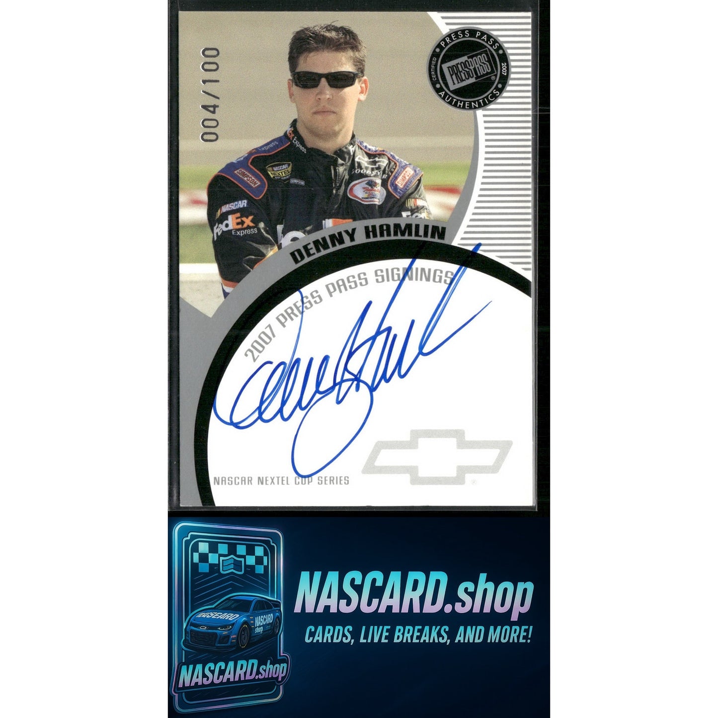 2007 Press Pass Denny Hamlin Signings Silver #/100 - NASCARD.shop