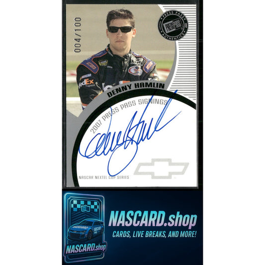 2007 Press Pass Denny Hamlin Signings Silver #/100 - NASCARD.shop