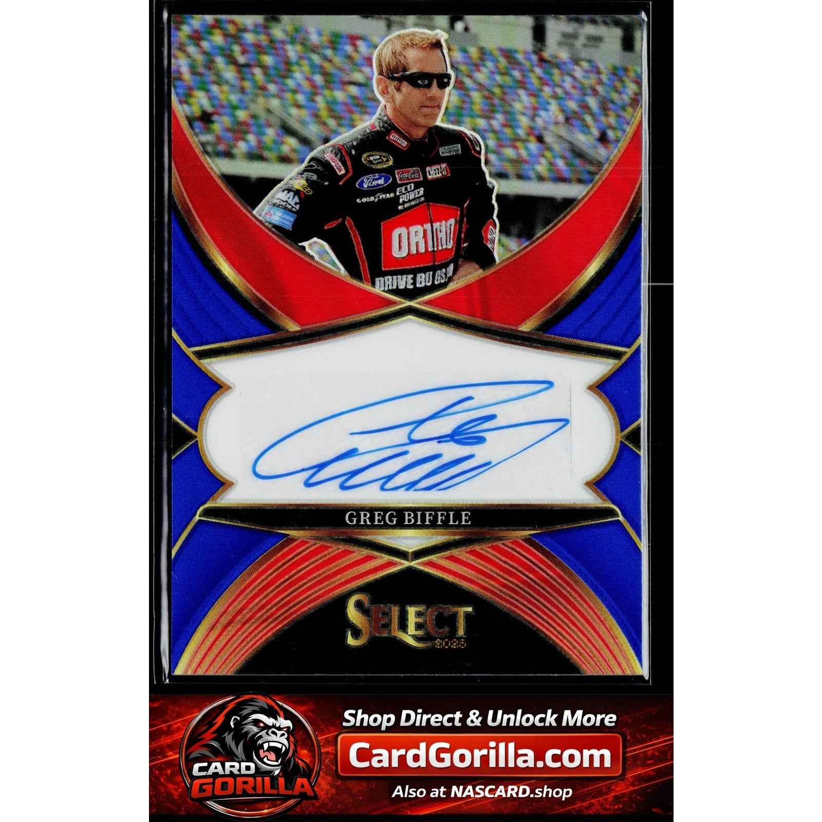 2025 Panini Select #LS-GBF Greg Biffle Legendary Signatures Blue Prizms #/99