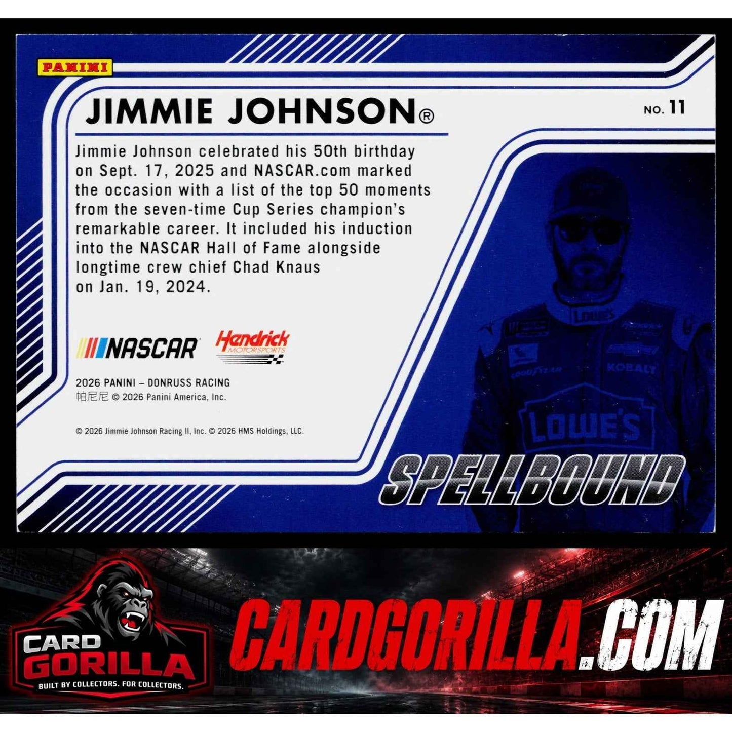 2026 Donruss #11 Jimmie Johnson Spellbound Red Xplosion #/99