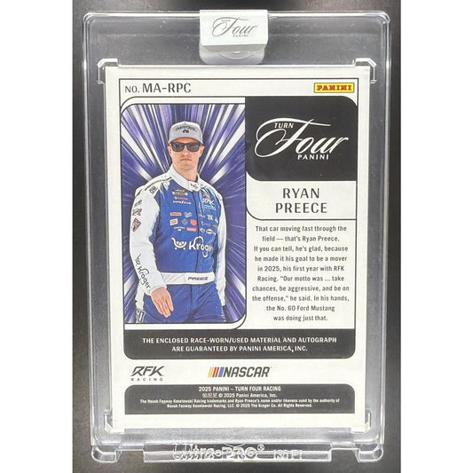 2025 Panini Turn Four NASCAR Ryan Preece Memorabilia Auto Holo Silver /75