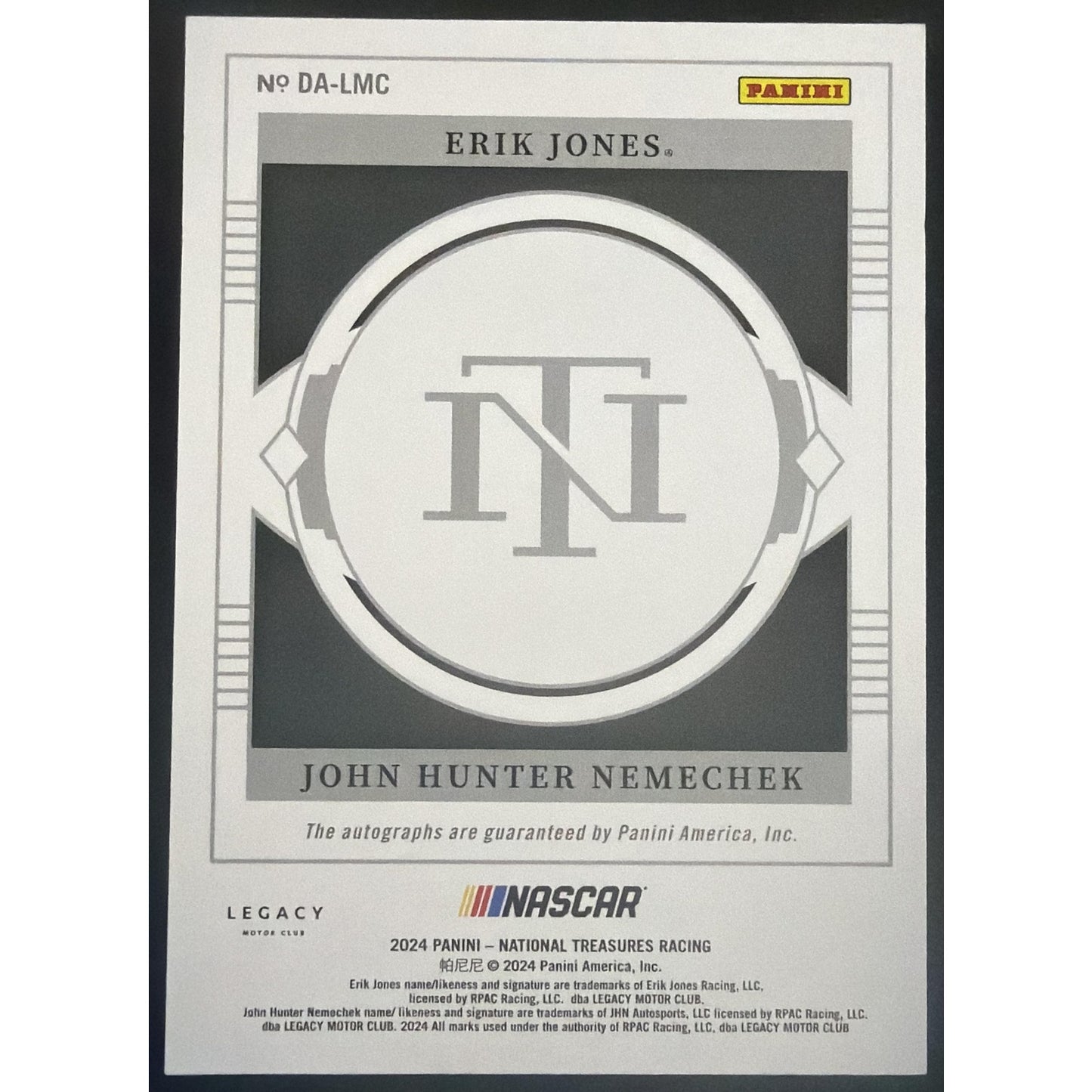 2024 National Treasures Erik Jones John Hunter Nemechek Dual Auto Holo Gold /10
