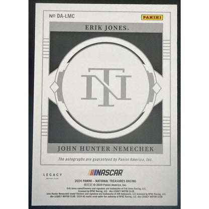 2024 National Treasures Erik Jones John Hunter Nemechek Dual Auto Holo Gold /10