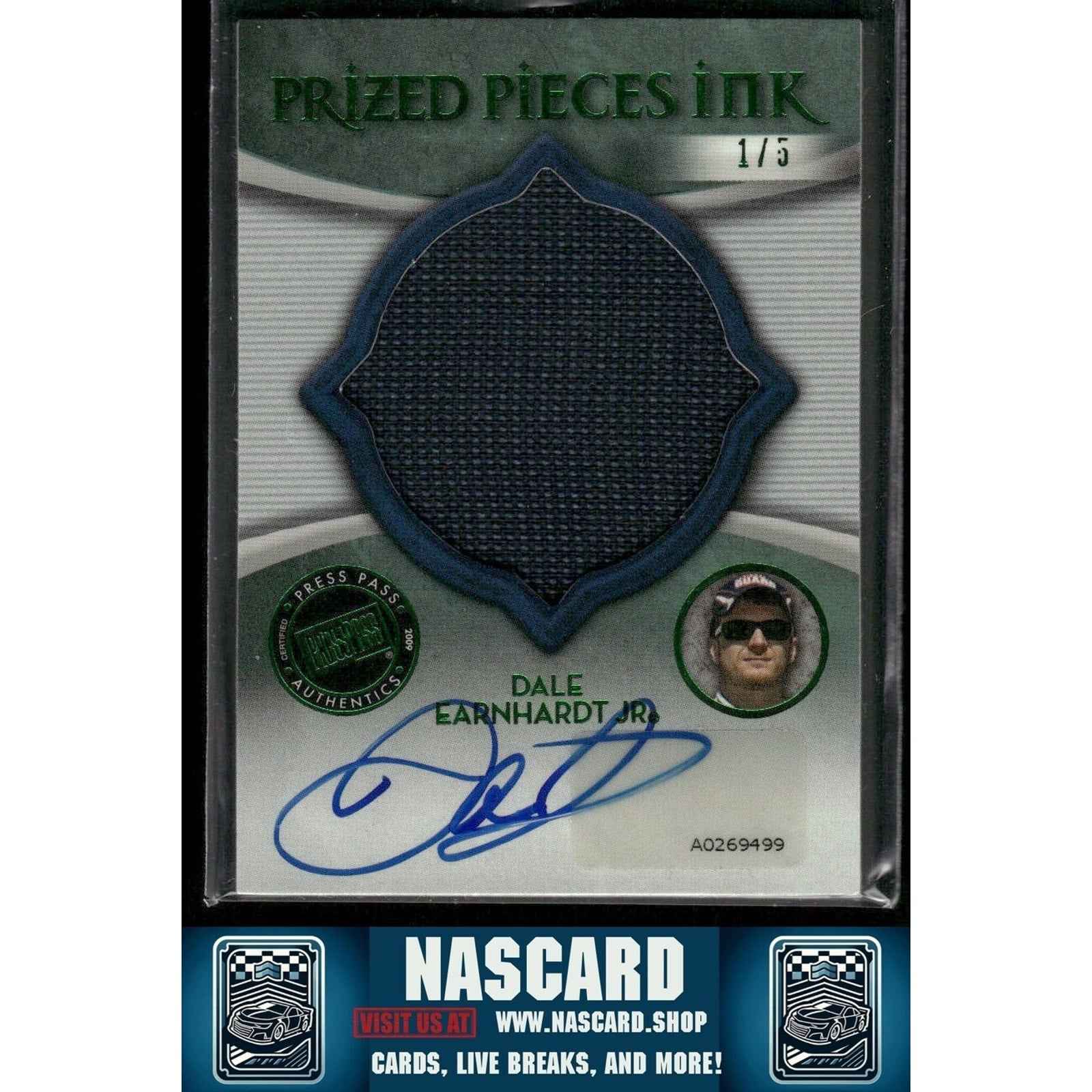 2009 Press Pass Showcase Prized Pieces Ink Green Dale Earnhardt Jr. 1/5 - NASCARD.shop