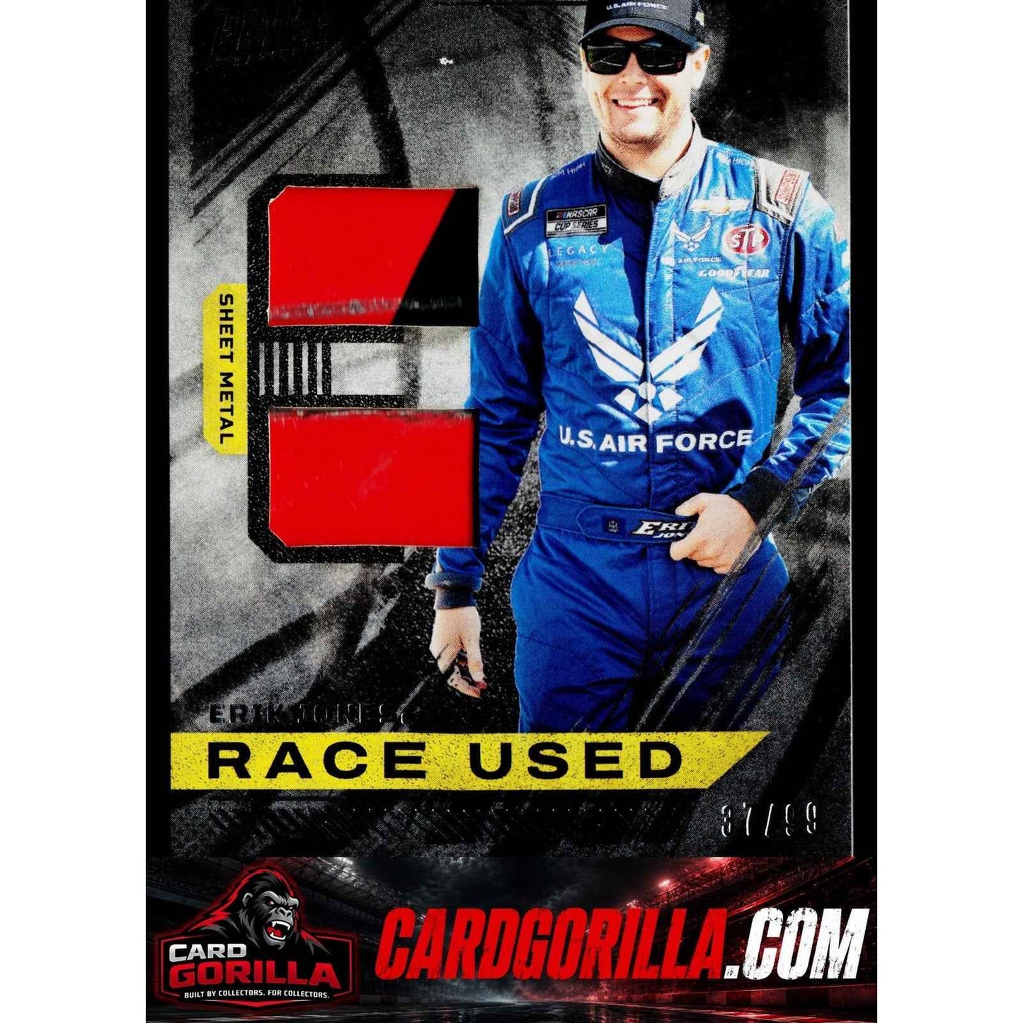 2023 Panini Prime #RUD-EJO Erik Jones Race Used Duals Sheet Metal #/99