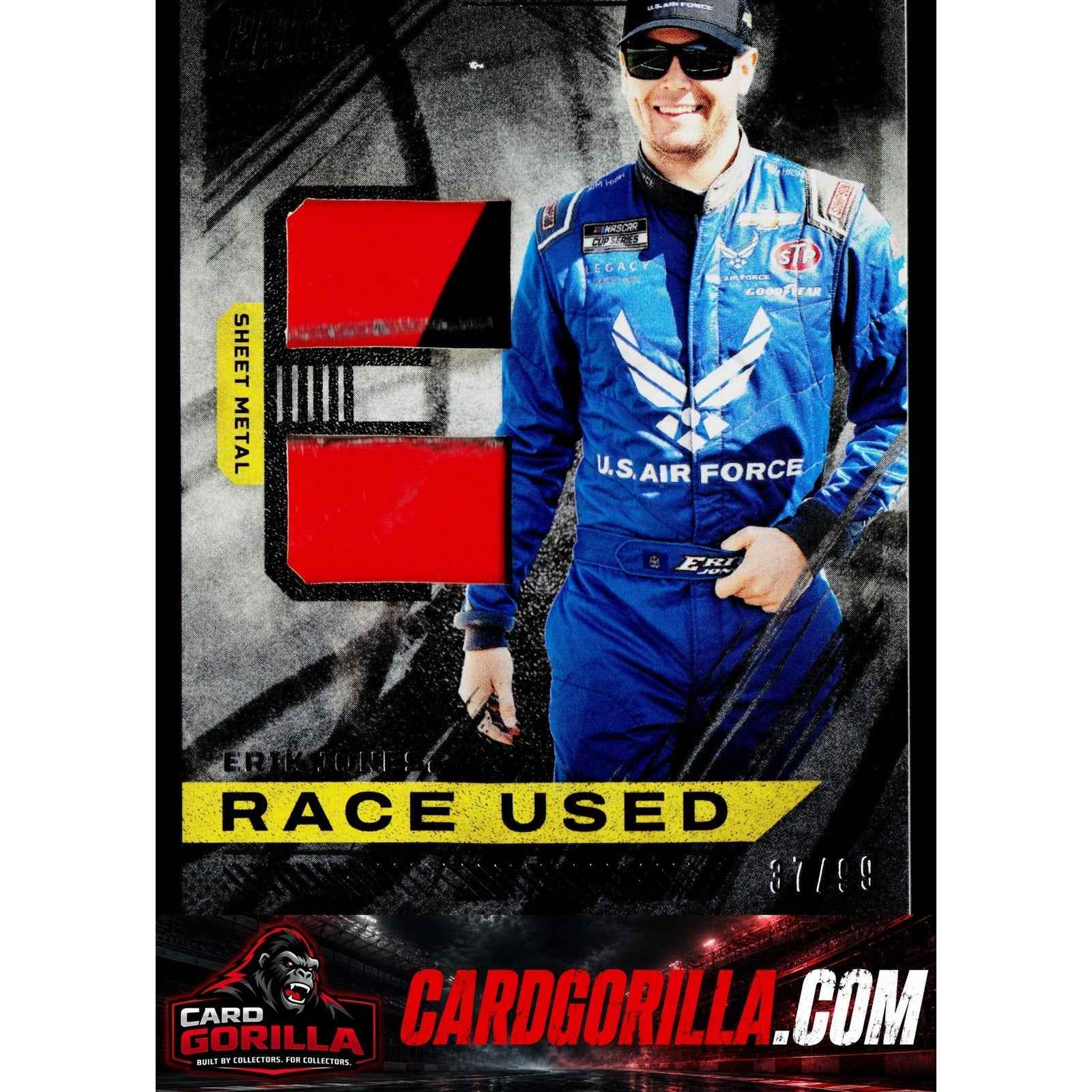 2023 Panini Prime #RUD-EJO Erik Jones Race Used Duals Sheet Metal #/99