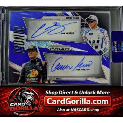 2025 Prizm Carson Kvapil Connor Zilisch Iconic Dual Autographs Blue Shimmer #/4