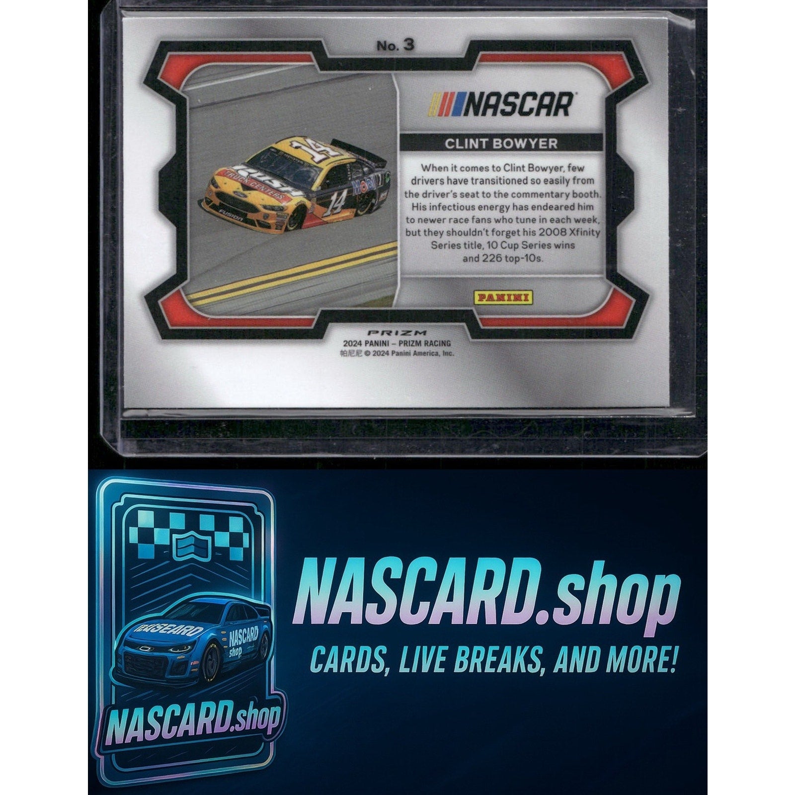 2024 Panini Prizm #3 Clint Bowyer White Sparkle - NASCARD.shop