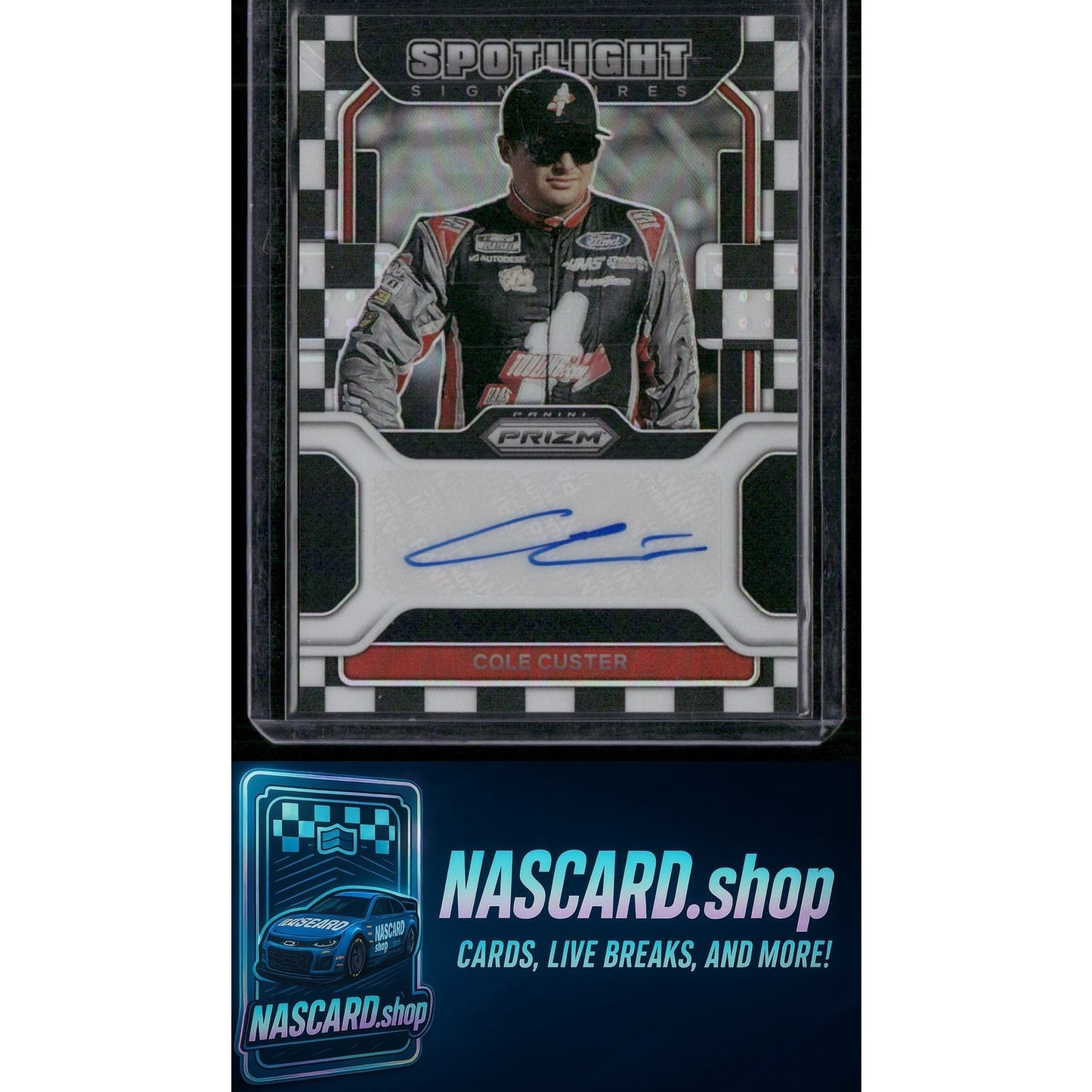 2022 Panini Prizm Cole Custer Spotlight Signatures Checkered Flag Prizm #/50